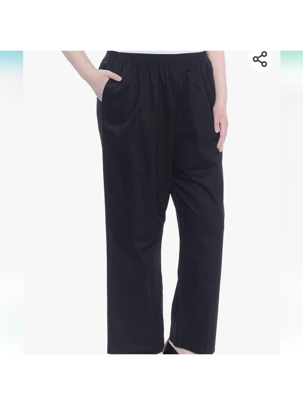 Alfred Dunner Black  Around Elastic Waist Cotton Medium Twill Pants NWT Size 16